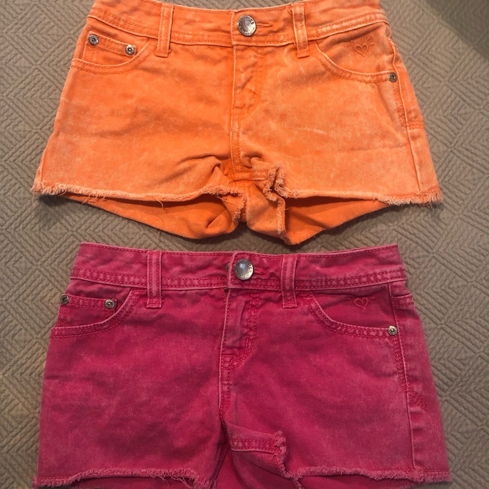 Girls sz 8 Justice Pink Orange Denim Shorts Bundle